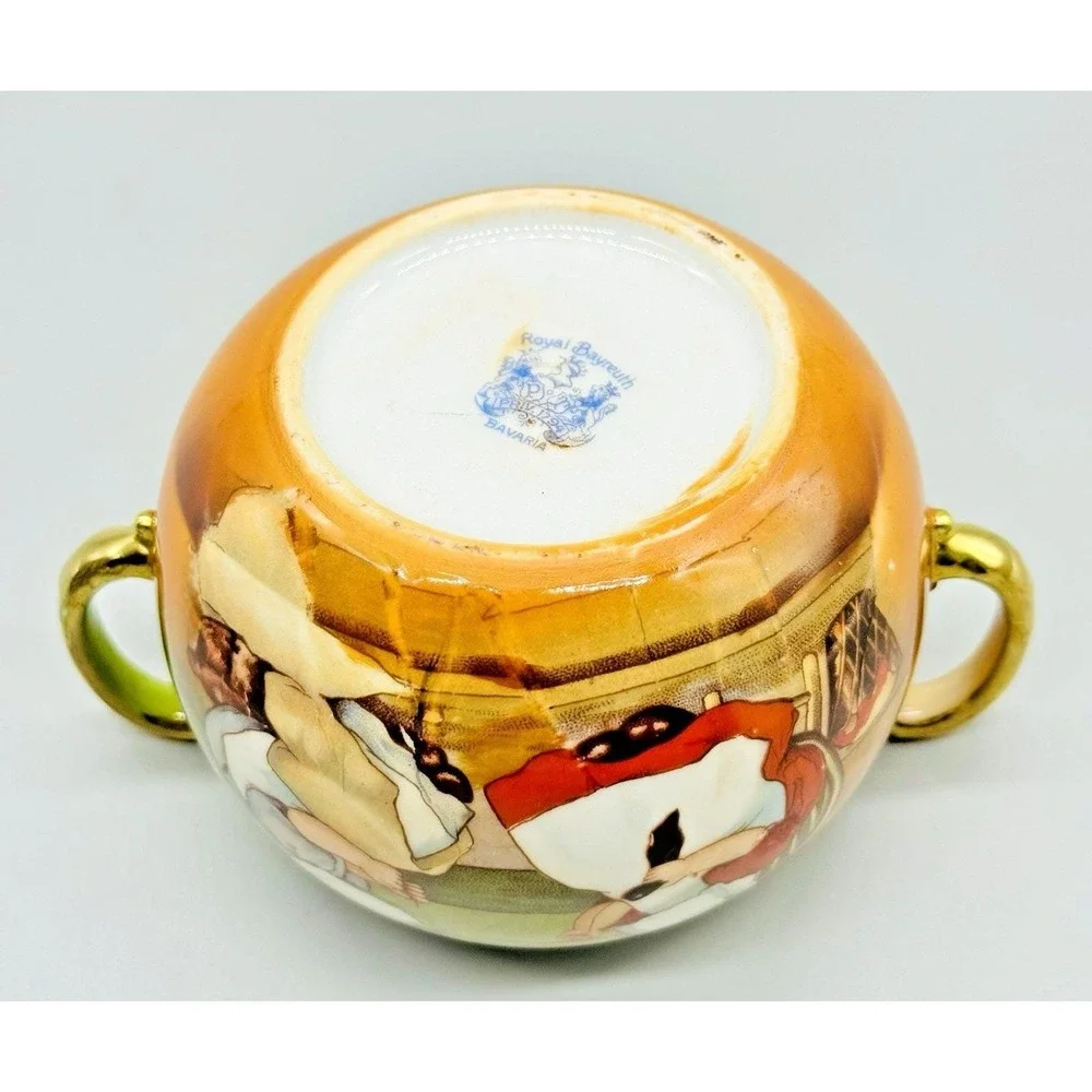 Royal Bayreuth Sunbonnet Babies Darning Sewing Child Sugar Bowl Creamer Set